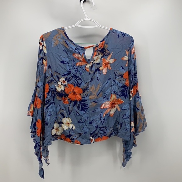 CLOSETRIX TROPICAL PRINT CROPPED WATERFALL SLEEVE - Picture 5 of 7